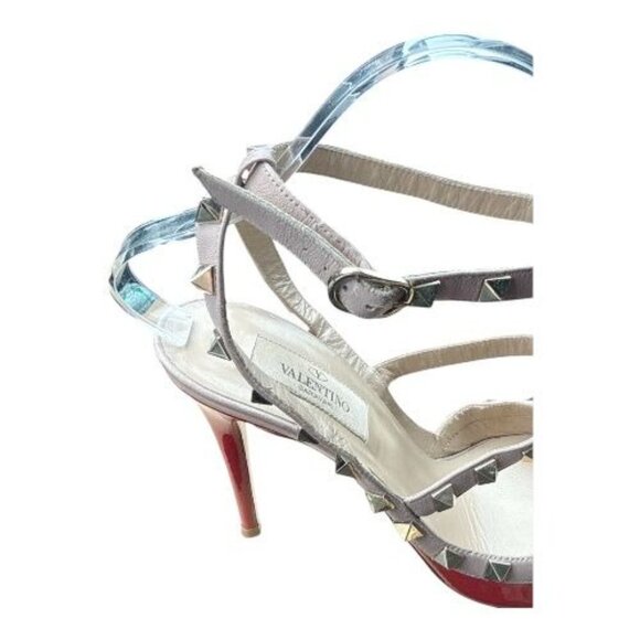 VALENTINO GARAVANI Rockstud Caged Pump EU 38 US 8 Red Patent Pointed High Heel - Picture 8 of 14